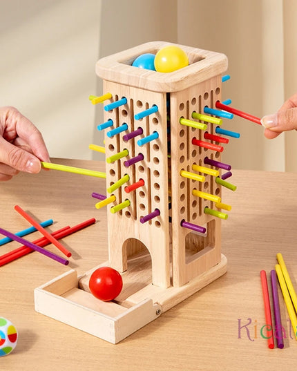 Montessori Game Wooden Stick Tower Toy With Sticks Dice Motor Skills Development Stick Counting Math Educational Toy For Kids
