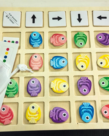 Montessori Wooden Toys Children Logical Thinking Training Direction Color Cognition Educational Battle Battle Board Game Gifts
