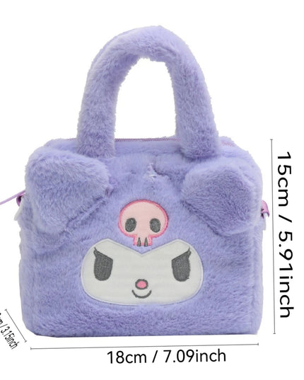 Sanrio Plush Bag Kawaii Kuromi Cinnamoroll Melody Cartoon Anime Handbag Crossbody Cosmetic Travel Storage Bags Women Girls Gifts