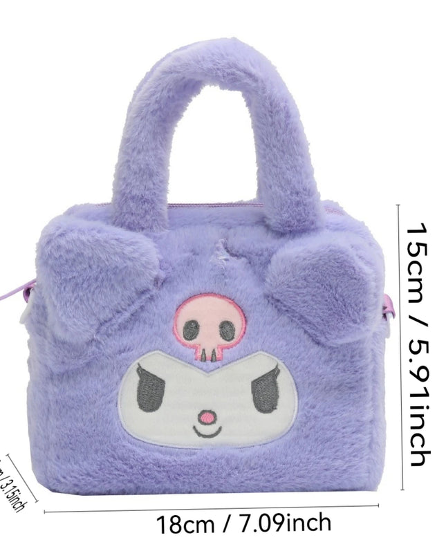 Sanrio Plush Bag Kawaii Kuromi Cinnamoroll Melody Cartoon Anime Handbag Crossbody Cosmetic Travel Storage Bags Women Girls Gifts