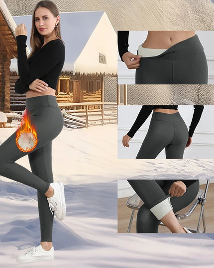 Autumn Winter Warm Fleece Women Leggings Velvet Thicken High Waist Tights Elastic Slim Solid Color Leggings Prevent Cold Tights