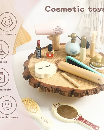 Wooden Baby Toys Simulation Cosmetics Set Pretend Makeup Toys Girls Playing House Game Children Early Education Montessori Toys