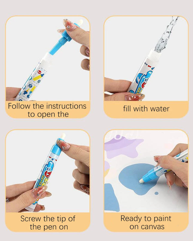 80x80CM Magic Water Drawing Mat Coloring Doodle Mat Montessori Painting Board Painting Pad Magic Pens Kids Educational Toy Gifts