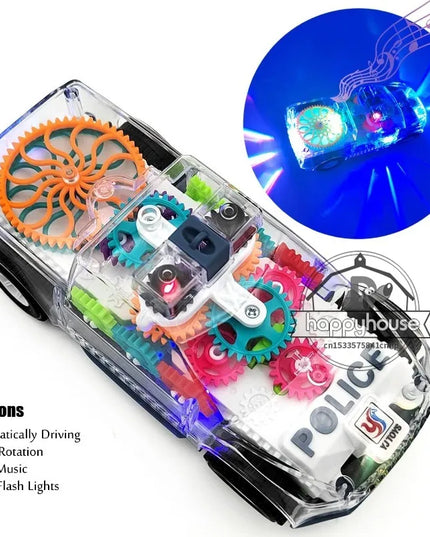 Baby toys Toddler Police Car Electric Vehicle Toy Auto Driving Transparent Gears Music Lights Cars Toys for Kids Boys