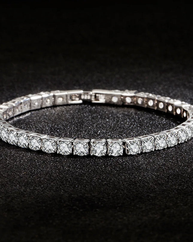 Lihong S925 Sterling Silver Bracelet Zirconia Tennis Ball Women Fashion Simple Engagement Wedding Charm Jewelry 4mm 16-20cm