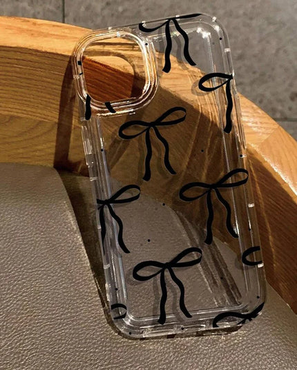 Cute Pink Heart Bow Phone Case for IPhone 17 16 15 14 13 12 11 Pro Max 13 12 Mini 17Air 16e Shockproof Soft Clear Cases Coque