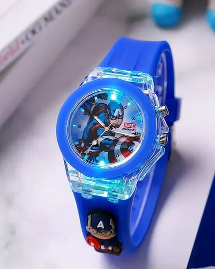 Disney Fashion Minnie Children's Watch Mickey Mouse Children's Flash Light Cartoon Figure Doll Boys Girls Birthday Gifts