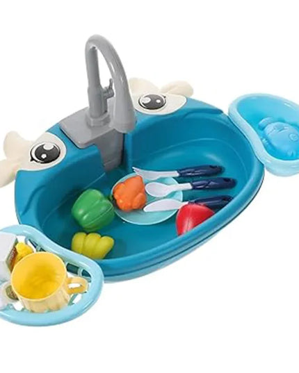 Toy Kitchen Set for Toddlers with Electric Circulating Water, Dishwasher Sink, Imaginative Pretend Play for Kids Boys Girls Ages