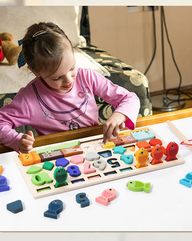Montessori Wooden Toys Kids Busy Board Shape & Number Matching Digital Shape Educational Toys For Children Gifts