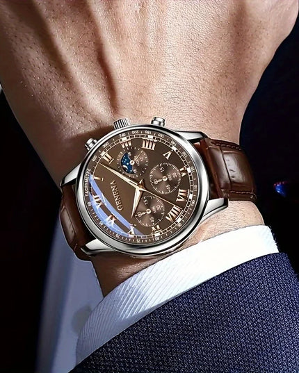 GENEVA High Quality Men's Luxury Belt Fashion Quartz Watch Men Round Business Student Sport Waterproof Glow Clock