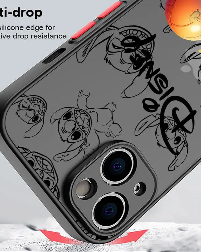 Shockproof Case For Apple iPhone 11 13 15 14 16 Pro Max 12 Mini 7 8 Plus XR X XS Matte Funda Phone Cover Cute Cartoon Stitch