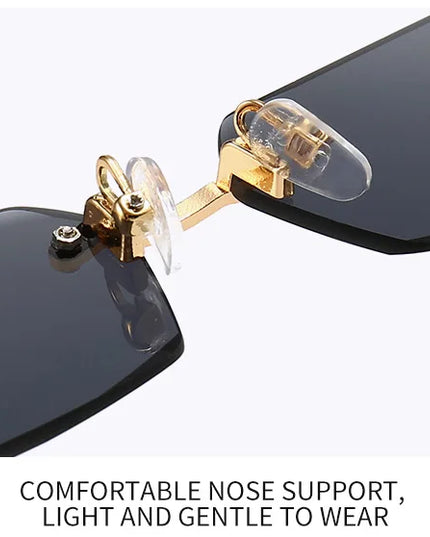 Rimless Sunglasses Rectangle Fashion Popular Women Men Shades Small Square Sun Glasses For Female Male Summer Traveling Oculos