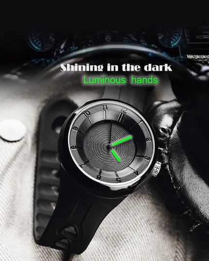 men's watch with a unique dial design, sporty flair, and a comfortable resin strap for both style and comfort.