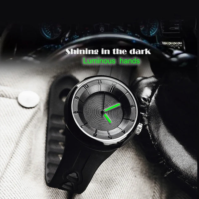 men's watch with a unique dial design, sporty flair, and a comfortable resin strap for both style and comfort.