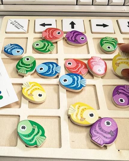 Montessori Wooden Toys Children Logical Thinking Training Direction Color Cognition Educational Battle Battle Board Game Gifts