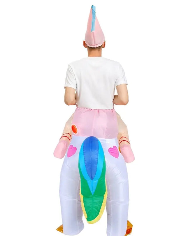 New Kids Colorful Unicorn Inflatable Costume Anime Suits  Mascot Halloween Party Cosplay Costumes for Man Woman Boys Girls