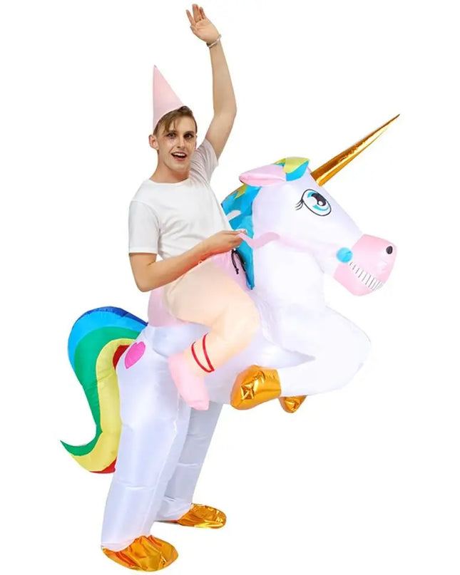 New Kids Colorful Unicorn Inflatable Costume Anime Suits  Mascot Halloween Party Cosplay Costumes for Man Woman Boys Girls