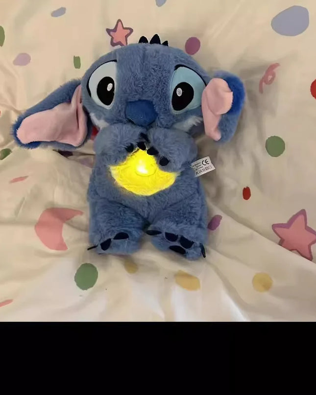 Stitch Anime Plush Doll With Lighting Music Airbag Kawaii Appease Toy Baby To Soothe Sleep Peluche For Kids Gift