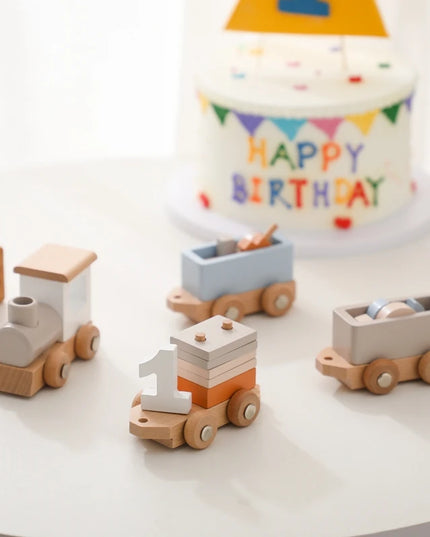Montessori Toys Wooden Train Birthday Toy Baby Educational Toys Wooden Trolley Baby Learning Toys Number Of Wood Baby Toys Gifts