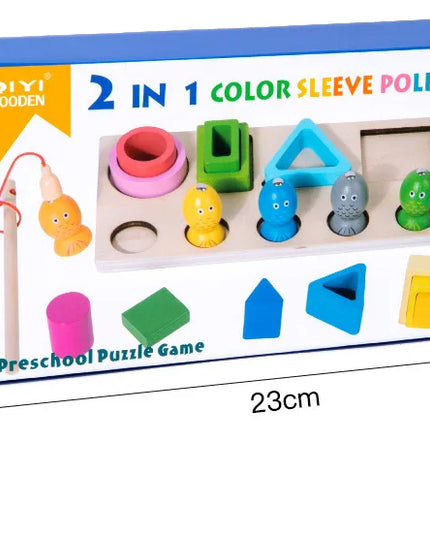 Montessori  Wooden Color Shape Cognitive Classification Matching Puzzle Children's Magnetic Fishing Learning Educational Toys