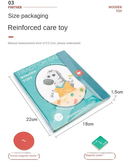 Montessori Magnetic Fraction Learning Math Toy Montessori Arithmetic Teaching Aids Wooden Book Educational Toys For Children