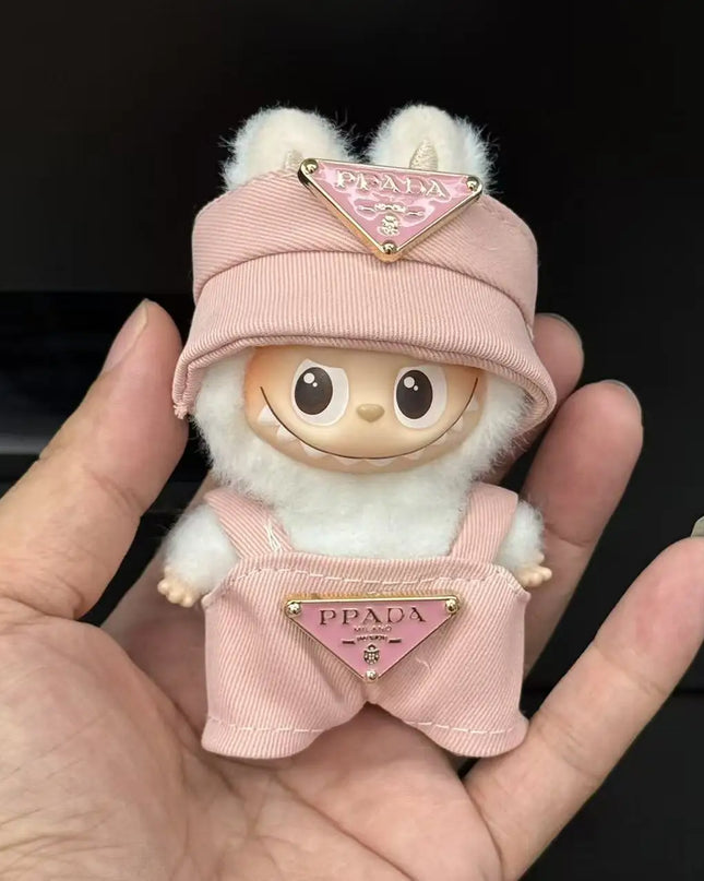 Pink Luxury Clothes for Mini Labubu V4 Korea Classic Style Little Dress Set Fashion Clothes Outfit for Mini Labubu V4 Dolls Gift