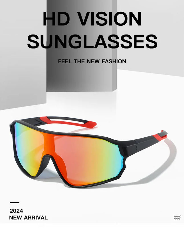 Outdoor cycling sunglasses bicycle windproof sunglasses dazzle color lens sunshade sports sunglasses