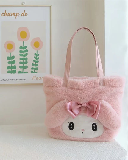 My Melody Kuromi Shoulder Bag Kawaii Japanese Style Plush Bag Pochacco Cinnamoroll HandBag Tote Package For Girl Student Gifts