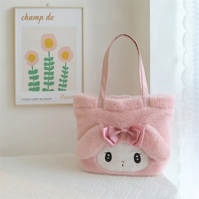 My Melody Kuromi Shoulder Bag Kawaii Japanese Style Plush Bag Pochacco Cinnamoroll HandBag Tote Package For Girl Student Gifts
