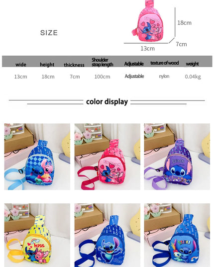 New Stitch Cartoon Children's Bags Fashion Casual Messenger Bag New Tide Take Coin Purse Boy Chest Bag Holiday Gift  Wholesale