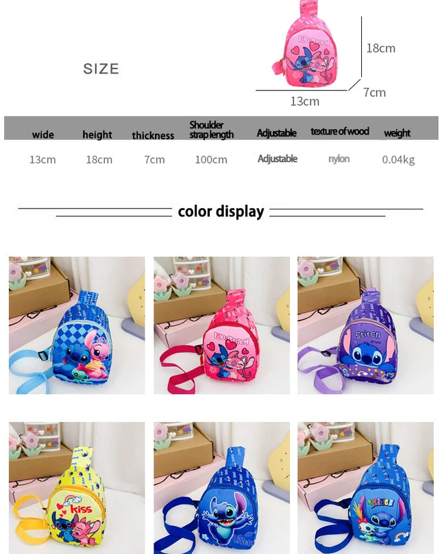 New Stitch Cartoon Children's Bags Fashion Casual Messenger Bag New Tide Take Coin Purse Boy Chest Bag Holiday Gift  Wholesale