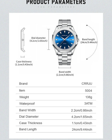 Watches for Men Classic with Date Business Dress Luxury Waterproof Luminous Mens Wrist Watch Analog Stainless Steel Men Watch