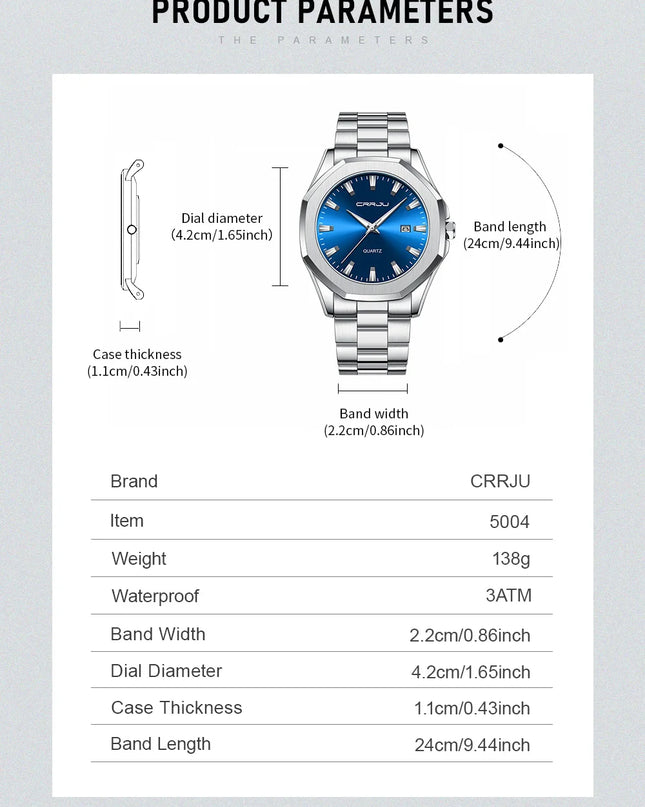 Watches for Men Classic with Date Business Dress Luxury Waterproof Luminous Mens Wrist Watch Analog Stainless Steel Men Watch