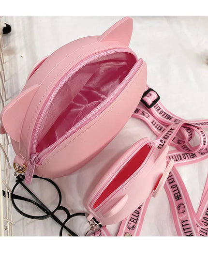 Hello Kitty Silicone Crossbody Bags Women Girls Kawaii 11cm/19cm Messenger Bag 3d Shoulder Small Purse Phone Bag Girlfriend Gift