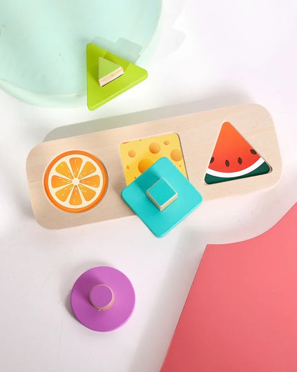 Montessori Wood Toys 0-12Months Baby Colorful Geometry Grasping Board Toys Newborn Sensory Touch Shape Recognition Game Toy Gift