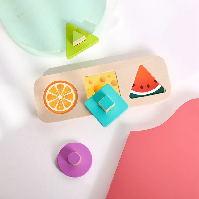 Montessori Wood Toys 0-12Months Baby Colorful Geometry Grasping Board Toys Newborn Sensory Touch Shape Recognition Game Toy Gift