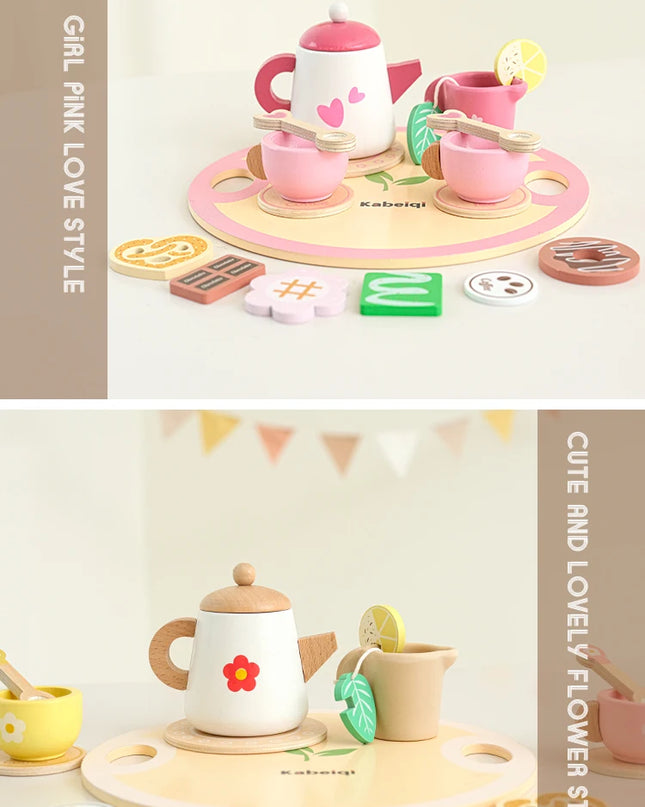 Children's simulation wooden toys, tea set sets, pretend games, baby educational toys, birthday and holiday gifts