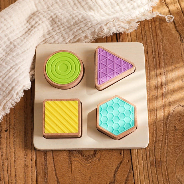 Montessori Wood Toys 0-12Months Baby Colorful Geometry Grasping Board Toys Newborn Sensory Touch Shape Recognition Game Toy Gift