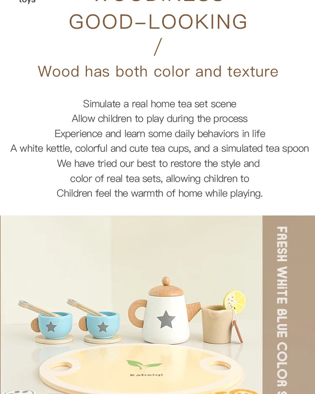 Children's simulation wooden toys, tea set sets, pretend games, baby educational toys, birthday and holiday gifts