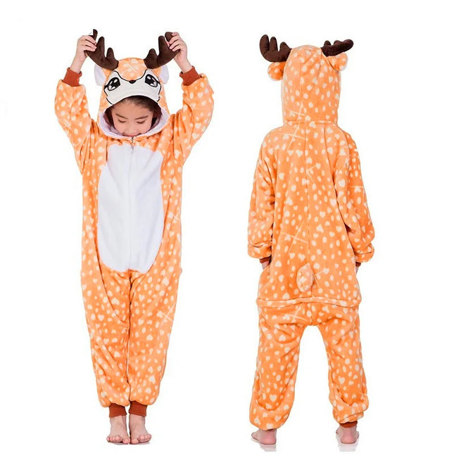 Kigurumi Children Unicorn Panda Animal Flannel Pajamas Set Kids Baby Cartoon Onesies Girls Boys Christmas Party Cosplay Costumes