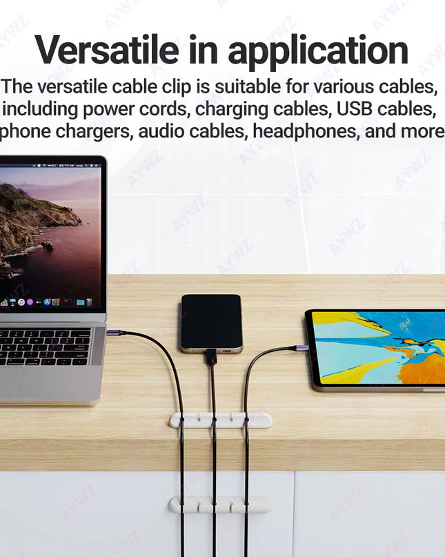 Adhesive Cable Holder Clips Cord Management Wire Organizer for Desktop USB Charging Cable Nightstand Power Cord Mouse Cable 1pc