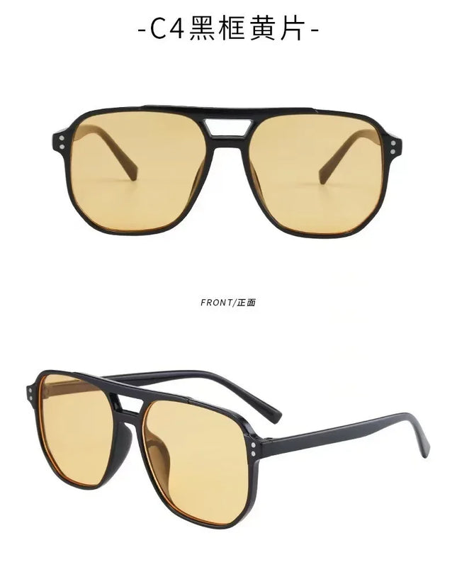 Vintage Men Women Big Sunglasses Men Square Shades Unisex Sun Glasses Black Lense Male Female Sunglasses UV400 Glasses