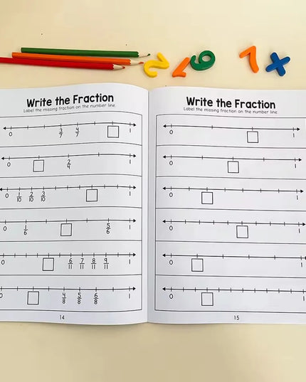 Montessori Fractions Workbook Arithmetic Learning Teaching Aids Grade 3-4 Primary School Math Cognitive Training Test Book