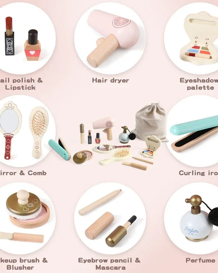 Wooden Baby Toys Simulation Cosmetics Set Pretend Makeup Toys Girls Playing House Game Children Early Education Montessori Toys