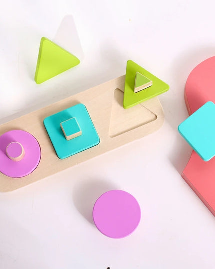 Montessori Wood Toys 0-12Months Baby Colorful Geometry Grasping Board Toys Newborn Sensory Touch Shape Recognition Game Toy Gift