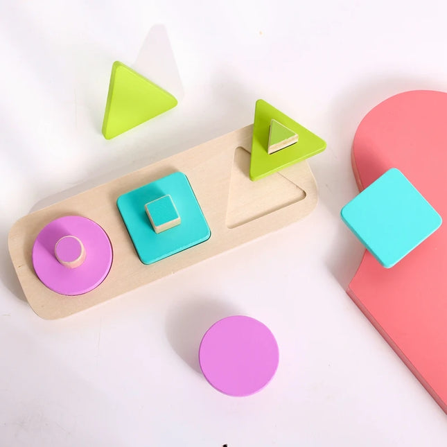 Montessori Wood Toys 0-12Months Baby Colorful Geometry Grasping Board Toys Newborn Sensory Touch Shape Recognition Game Toy Gift