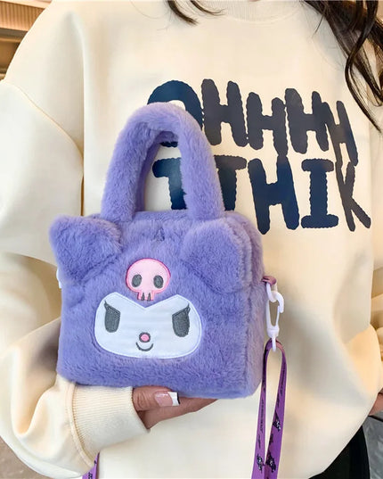 Sanrio Plush Bag Kawaii Kuromi Cinnamoroll Melody Cartoon Anime Handbag Crossbody Cosmetic Travel Storage Bags Women Girls Gifts