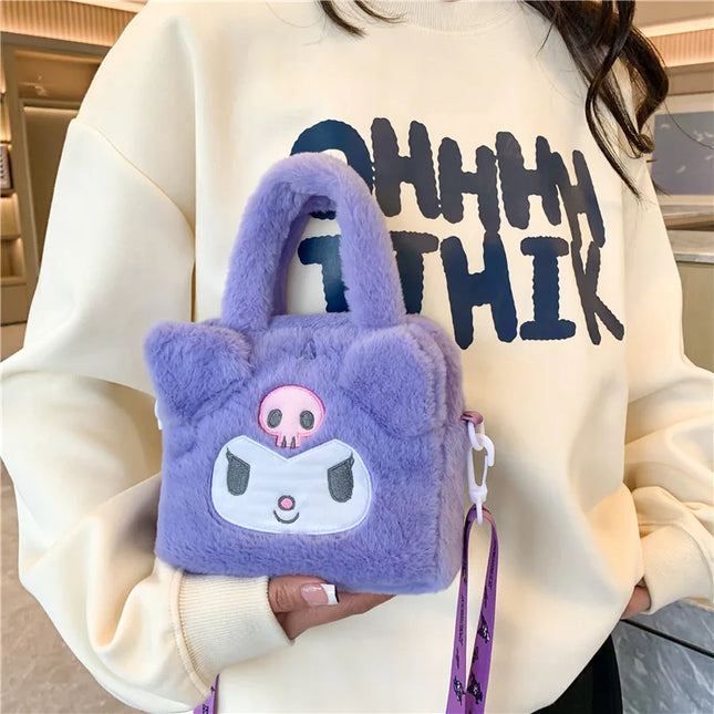 Sanrio Plush Bag Kawaii Kuromi Cinnamoroll Melody Cartoon Anime Handbag Crossbody Cosmetic Travel Storage Bags Women Girls Gifts