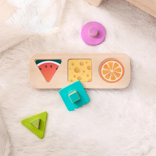 Montessori Wood Toys 0-12Months Baby Colorful Geometry Grasping Board Toys Newborn Sensory Touch Shape Recognition Game Toy Gift