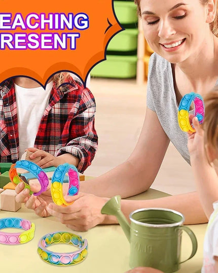 Fidget Toys Pop Bracelet Party Favors Bubble Bracelets Push Poping Sensory Stress Reliever Toys for Kids Children Gifts